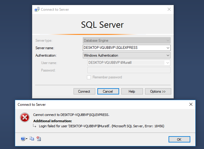 sql server errors list
